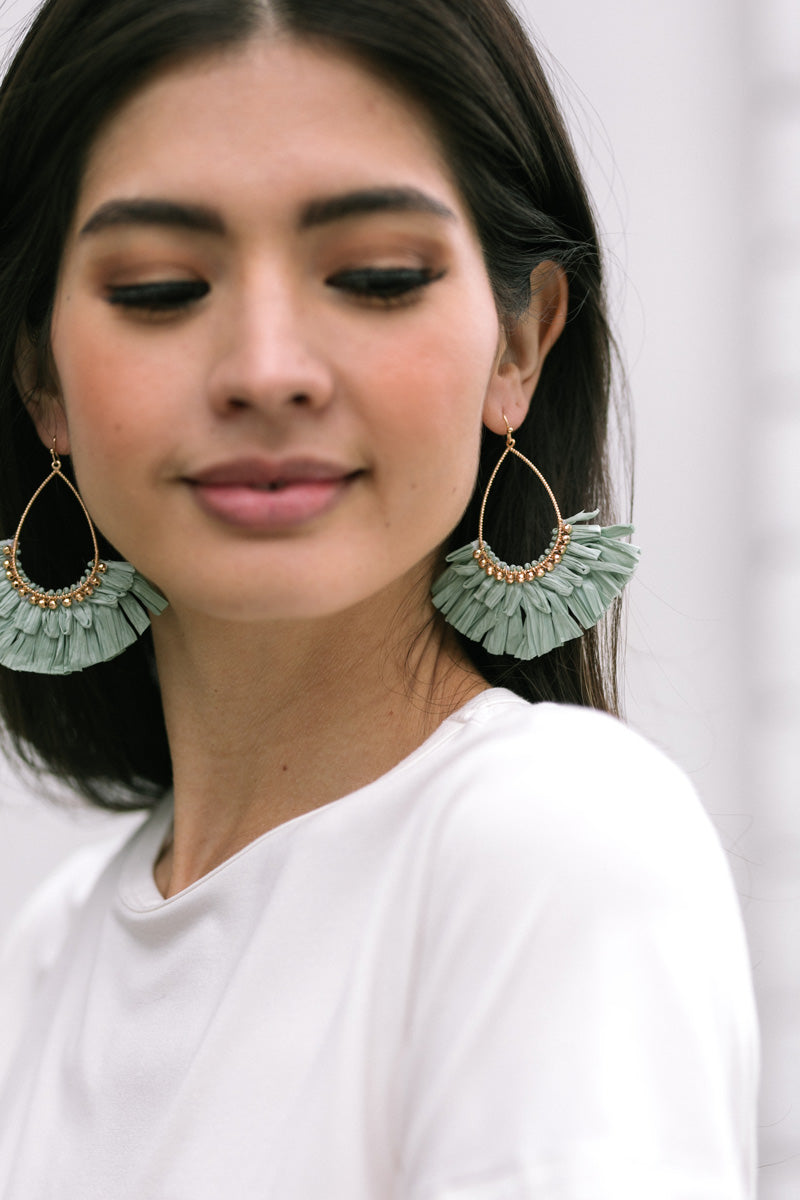 Belle Teardrop Raffia Earrings