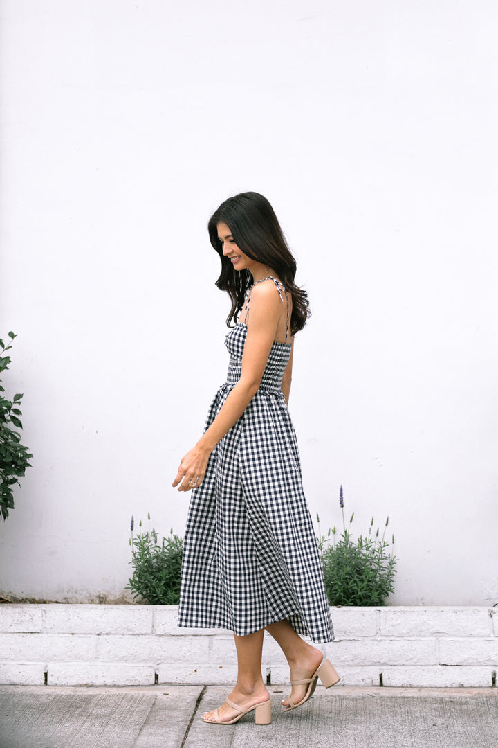 Janice Gingham Midi Dress