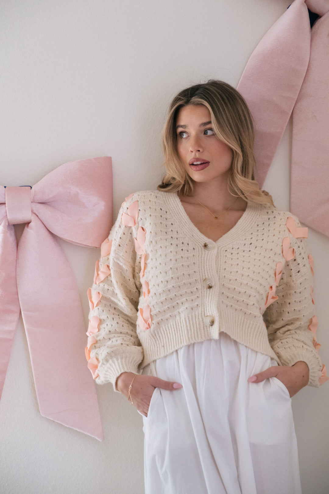 Erica Ribbon Buttoned Cardigan