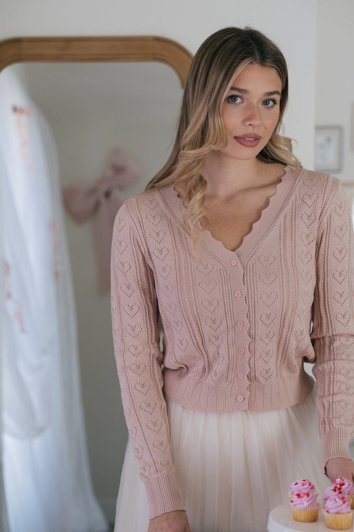 Hannah Heart Pointelle Cardigan