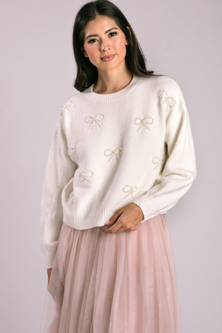 Portia Pearl Bow Sweater