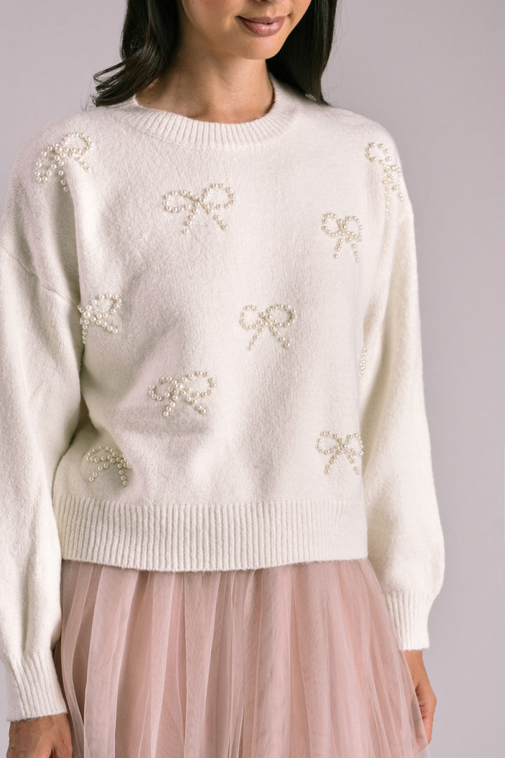 Portia Pearl Bow Sweater