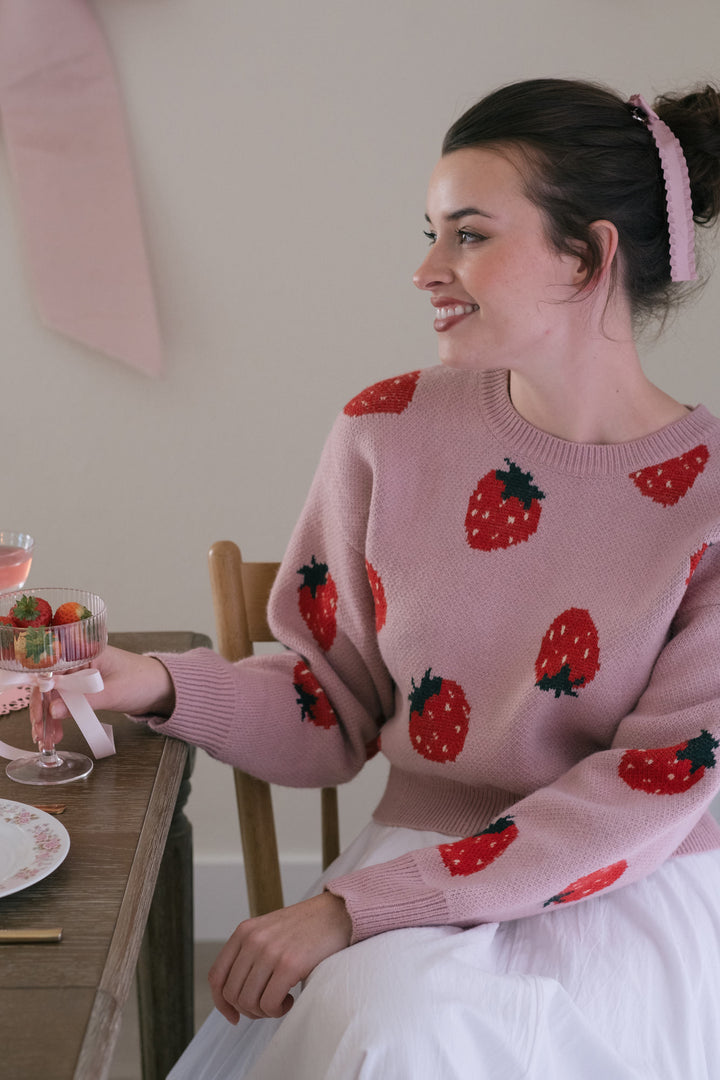 Jackie Strawberry Cropped Sweater