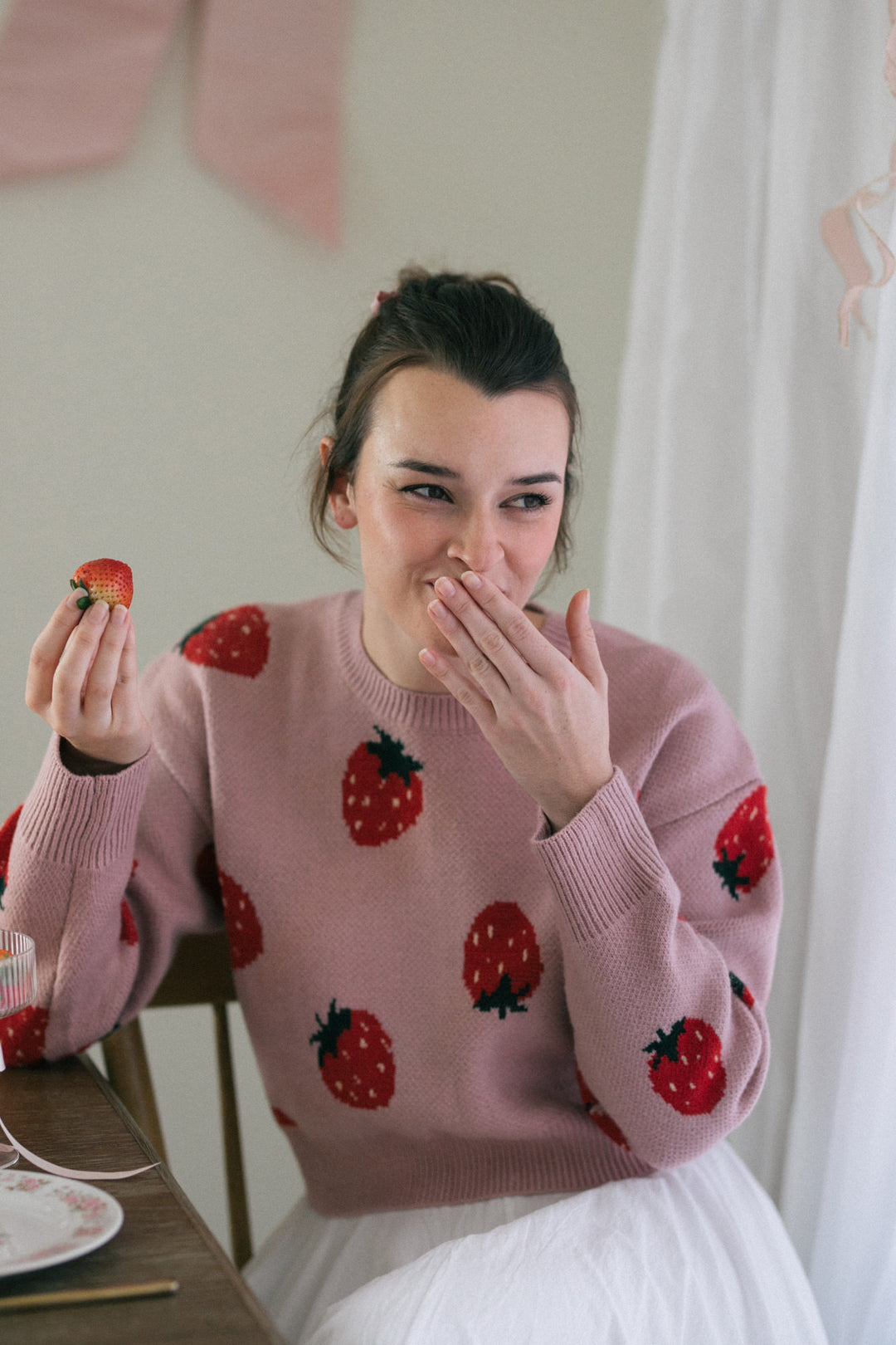 Jackie Strawberry Cropped Sweater