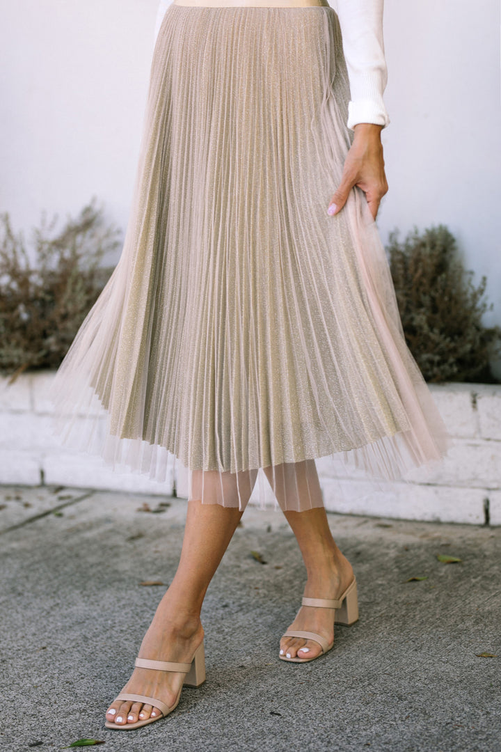 Alice Pleated Tulle Midi Skirt