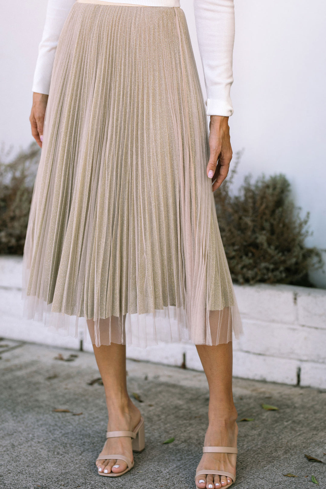 Alice Pleated Tulle Midi Skirt