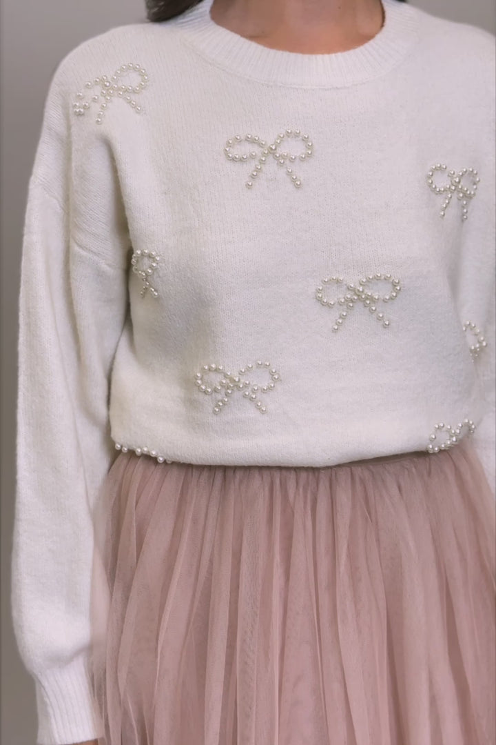 Portia Pearl Bow Sweater