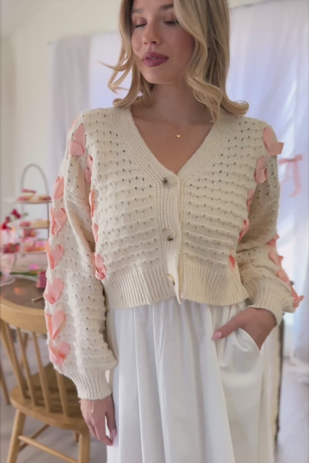 Erica Ribbon Buttoned Cardigan