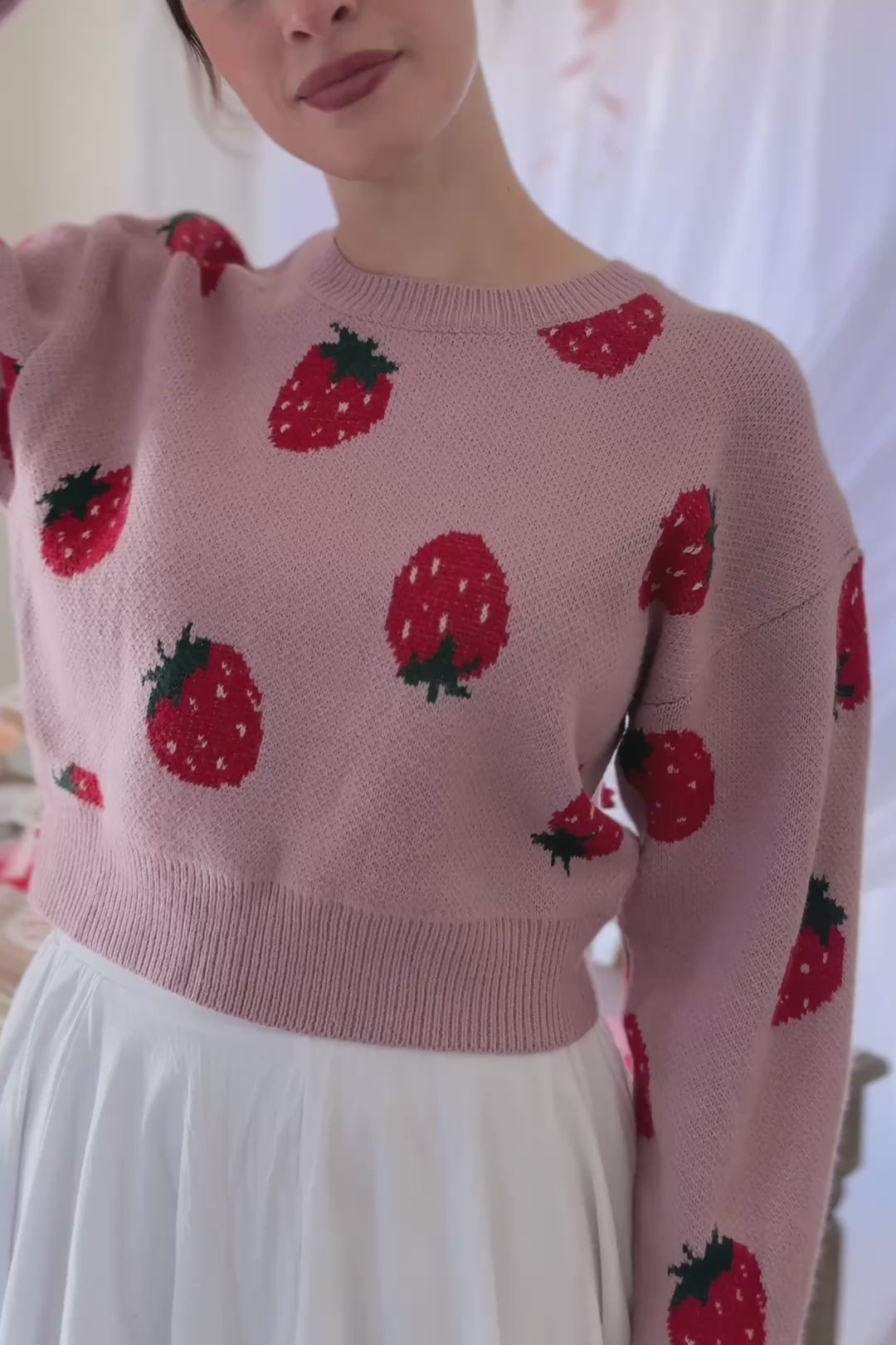 Jackie Strawberry Cropped Sweater